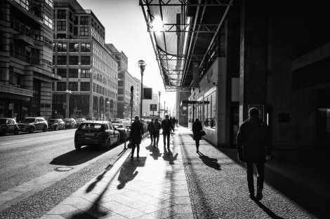 Long shadows on the Friedrichstraße Berlin